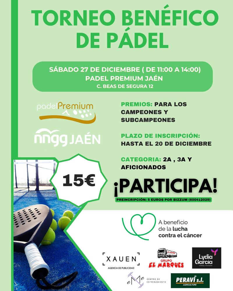 NNGG Jaén organiza un torneo de pádel benéfico
